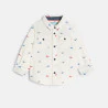 Baby boy's white corduroy shirt with whales on
