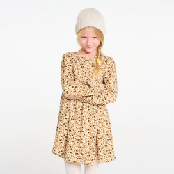Girl's saffron floral flared dress