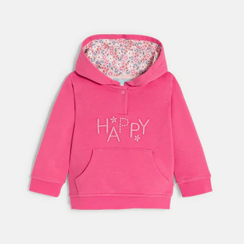 Baby girl's pink embroidered fleece hoodie
