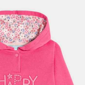 Baby girl's pink embroidered fleece hoodie
