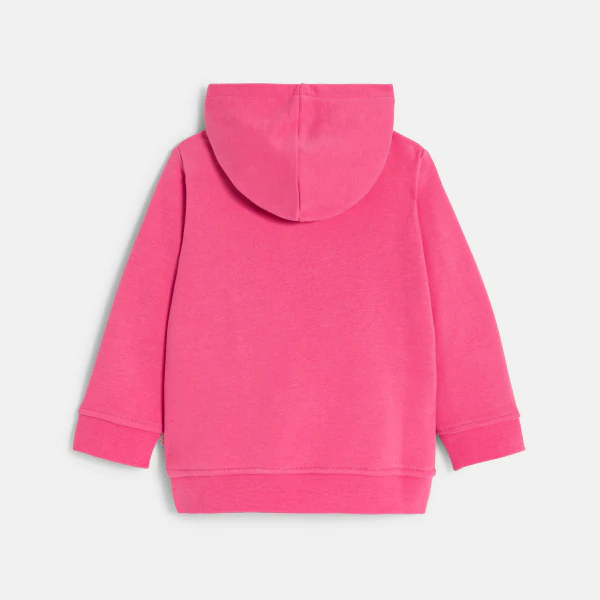 Baby girl's pink embroidered fleece hoodie