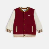 Baby boy's two-tone baseball jacket with red dog print