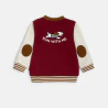 Baby boy's two-tone baseball jacket with red dog print