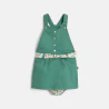 Baby girl's green cotton poplin dungaree dress