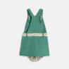 Baby girl's green cotton poplin dungaree dress