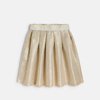 Girl's gold embroidered jacquard skater skirt