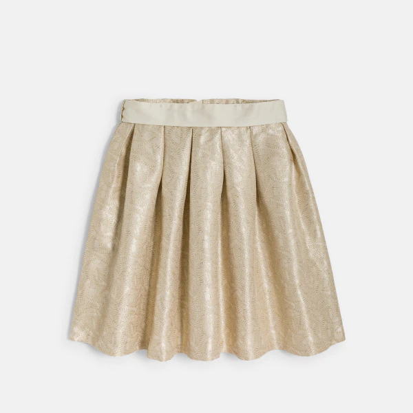Girl's gold embroidered jacquard skater skirt