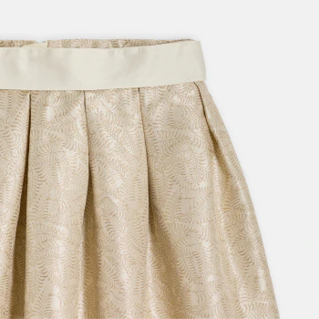 Girl's gold embroidered jacquard skater skirt
