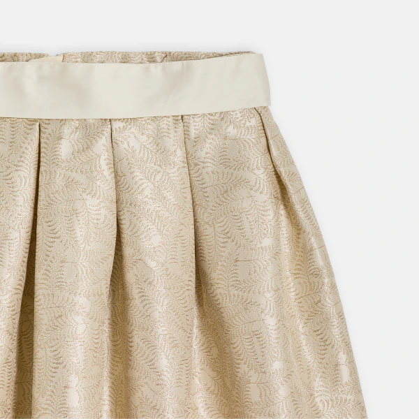 Girl's gold embroidered jacquard skater skirt