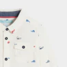 Baby boy's white corduroy shirt with whales on