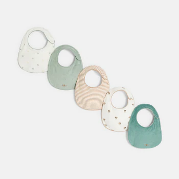 Baby boy's green dog terry bibs (pack of 5)