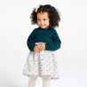 Baby girl's green knit and jersey two-fabric dress
