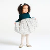 Baby girl's green knit and jersey two-fabric dress