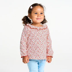 Baby girl's heart ruffle collar T-shirt