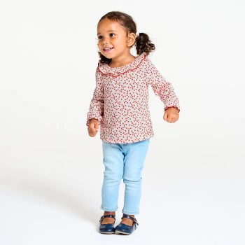 Baby girl's heart ruffle collar T-shirt