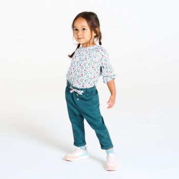 Baby girl's blue cotton twill trousers