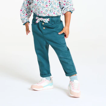 Baby girl's blue cotton twill trousers