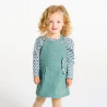 Baby girl's blue velvet dungaree dress and T-shirt