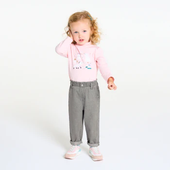 Baby girl's grey high-rise soft trousers