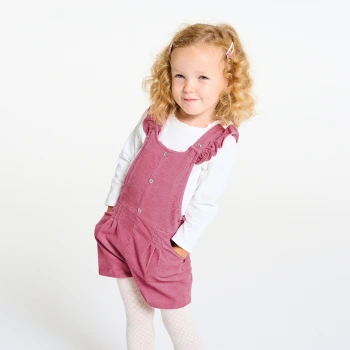 سالوبيت قصير من المخمل المضلع باللون الوردي للفتيات الصغيرات
