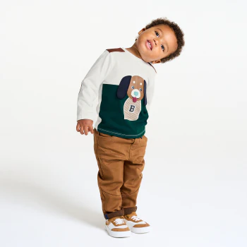 Baby boy's green animal colourblock T-shirt