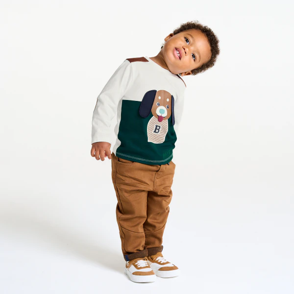 Baby boy's green animal colourblock T-shirt