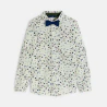Boy's green printed shirt + bow tie