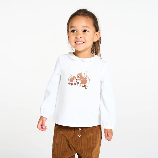 Baby girl's white squirrel blouse