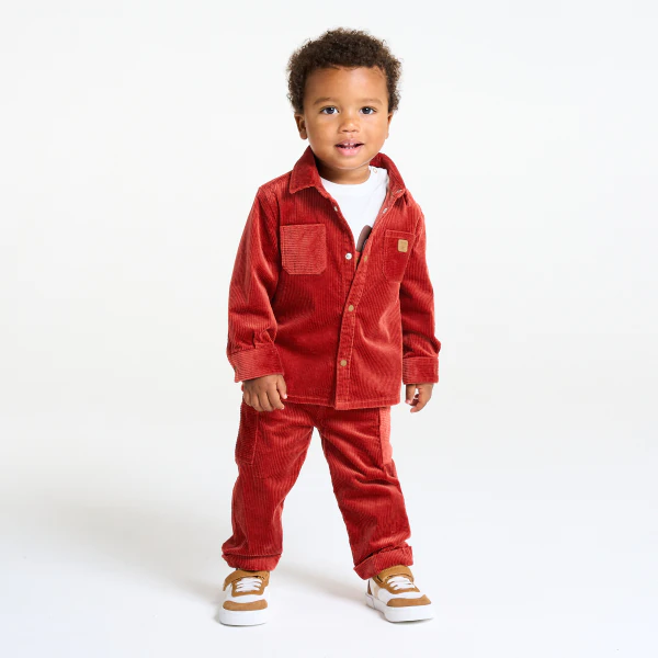 Baby boy's red corduroy shirt