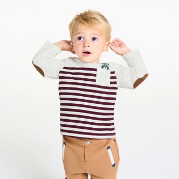 Baby boy's purple striped long-sleeve T-shirt