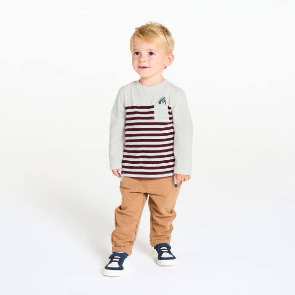 Baby boy's purple striped long-sleeve T-shirt