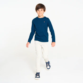 Boy's plain teal blue long-sleeve T-shirt