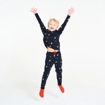 Boy's navy blue 2-piece jersey pyjamas