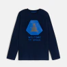 Boy's navy blue rocket motif T-shirt