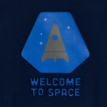 Boy's navy blue rocket motif T-shirt