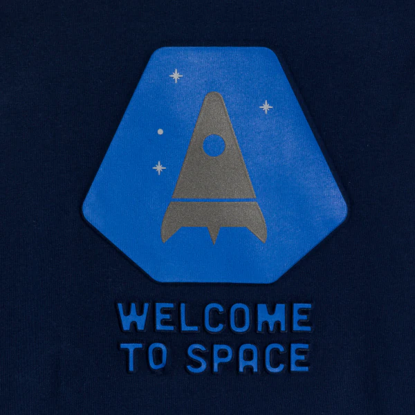 Boy's navy blue rocket motif T-shirt