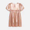 Girl's pink sparkly crêpe dress with balloon sleeves