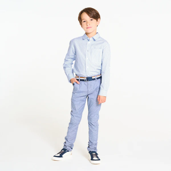 Boy's blue striped shirt