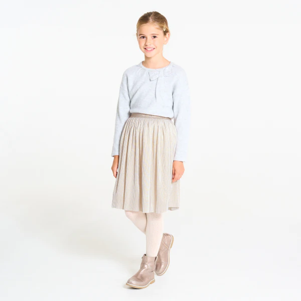 Girl's shiny glitter pleated skirt