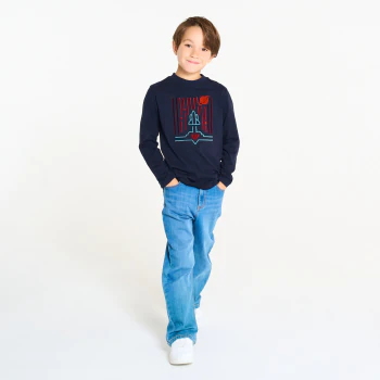 Boy's navy blue rocket T-shirt