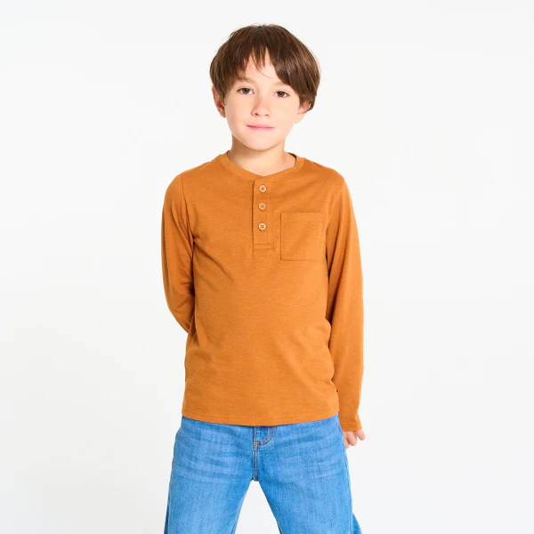 Boys' orange button-down collar T-shirt