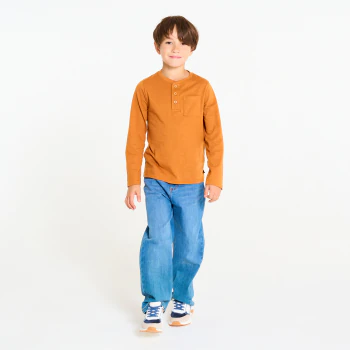 Boys' orange button-down collar T-shirt
