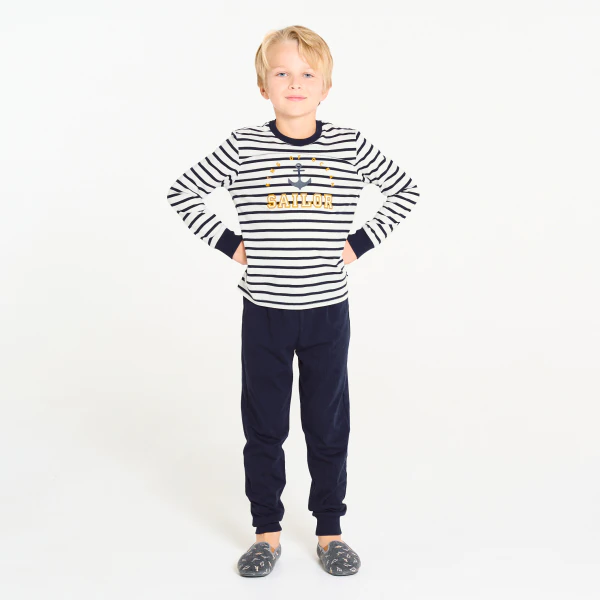 Boy's 2-piece striped jersey sailor pyjamas