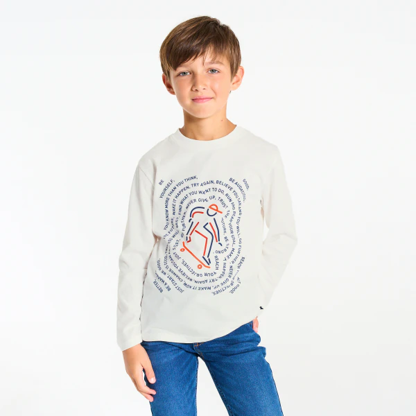 Boy's white slogan T-shirt