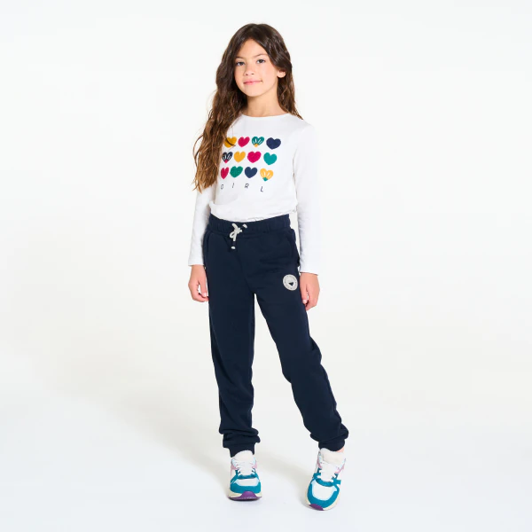 Girl's navy blue fleece joggers
