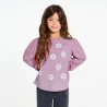 Girl's mauve T-shirt with sequin motif