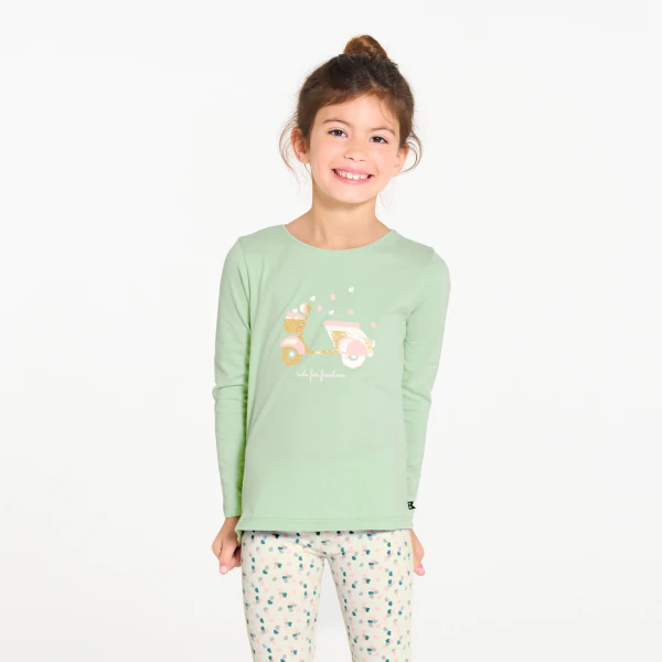 Girl's scooter motif jersey 2-piece pyjamas