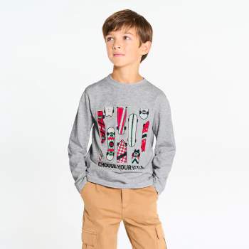 Boy's grey marl slogan T-shirt