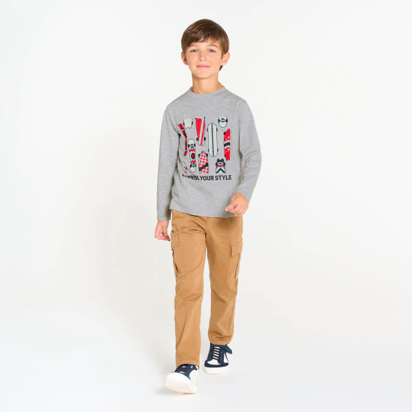 Boy's grey marl slogan T-shirt