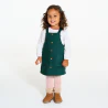 Baby girl's green denim pinafore dress